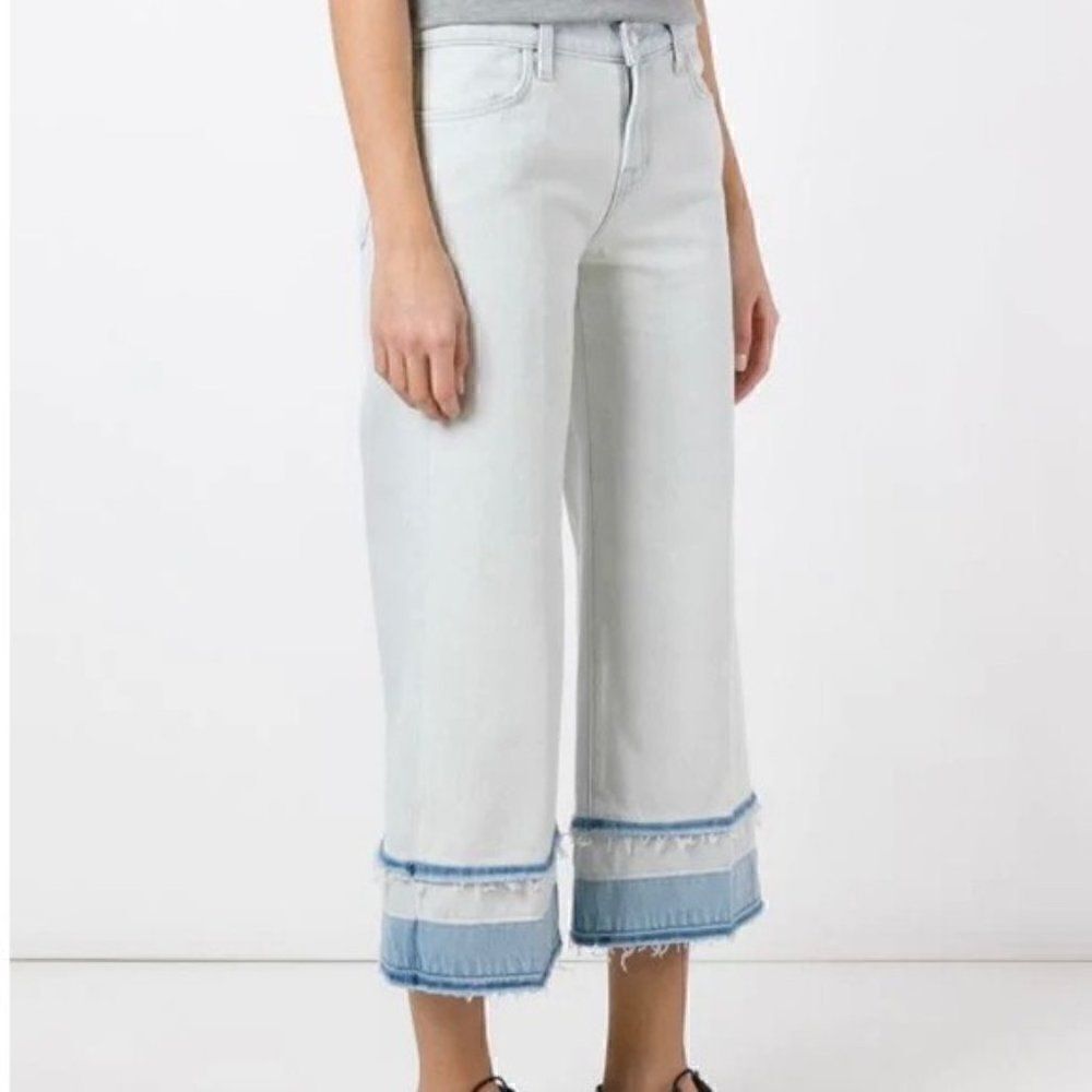 J Brand Liza Culotte Ecstasy White & Blue Ankle/Crop Jeans Size 25
